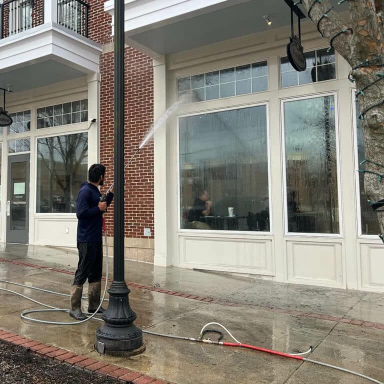 clean commercial windows and front after soft washing services in sugar hill georgia