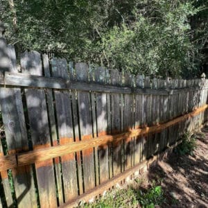 comparison of before and after fence cleaning with soft washing in johns creek georgia