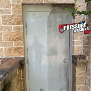 outdoor door before and after cleaning with soft washing service in johns creek georgia